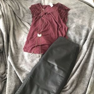 Limited Faux Leather Skirt w/Stretch NWOT